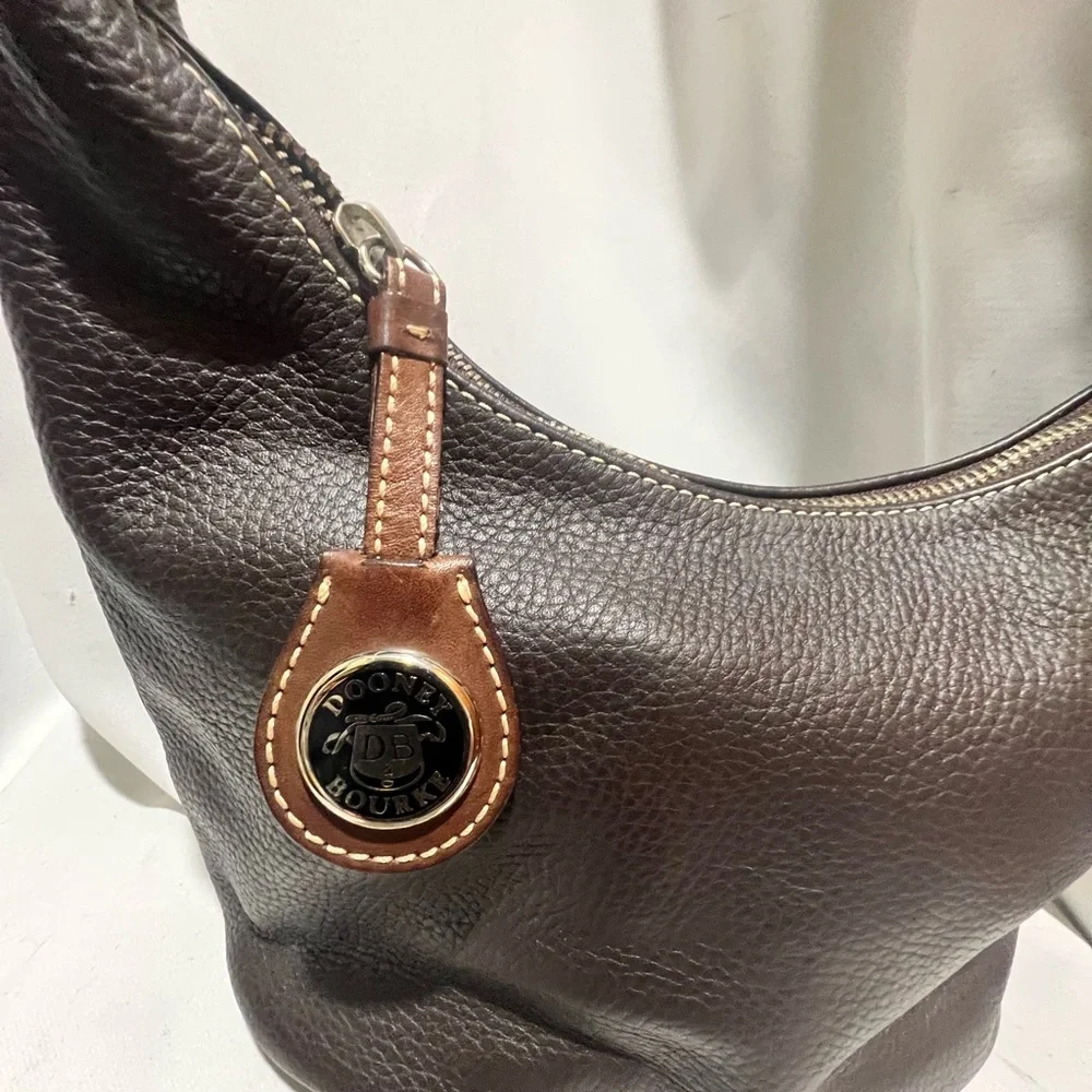Vintage Dooney & Bourke Dark Brown Leather Hobo Bag